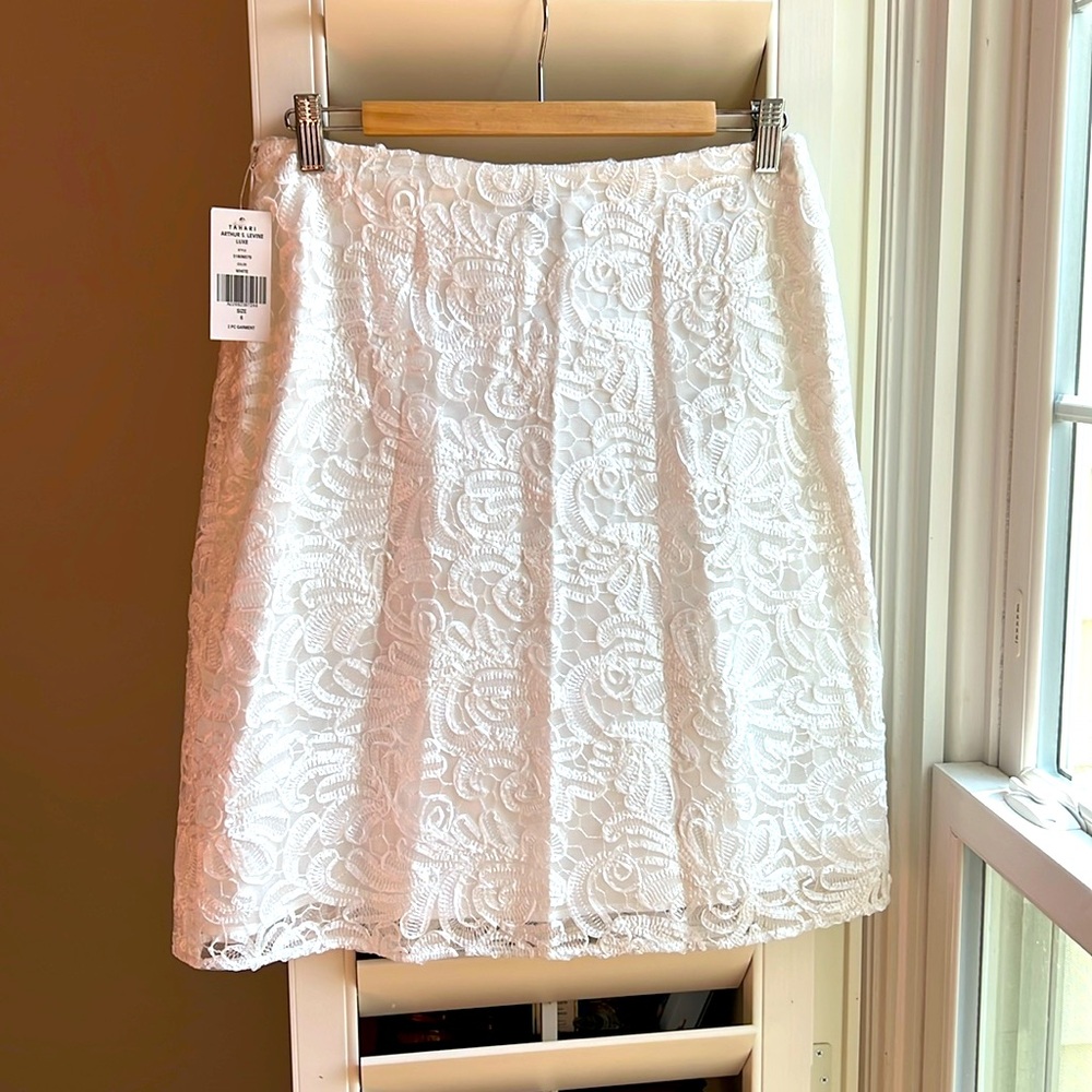 NWT Tahari Luxe Arthur S Levine Soutache White A Line Skirt 6